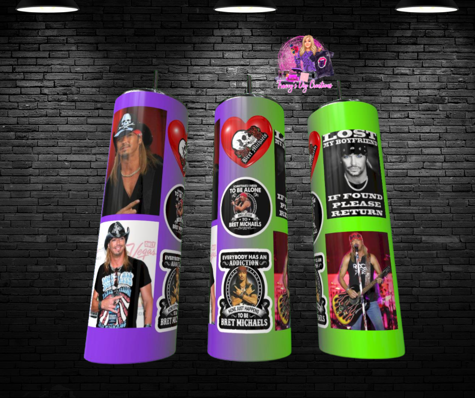 20 Oz Bret Michaels Drinkware, 80s Rock Singer 20 oz, Glam Metal Merchandise