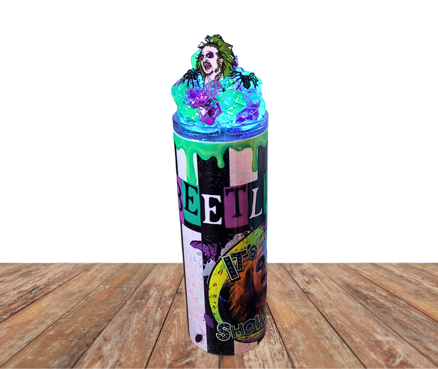 20 Oz Stainless Steel Beetlejuice It’s Showtime Light Up Ice Tumbler
