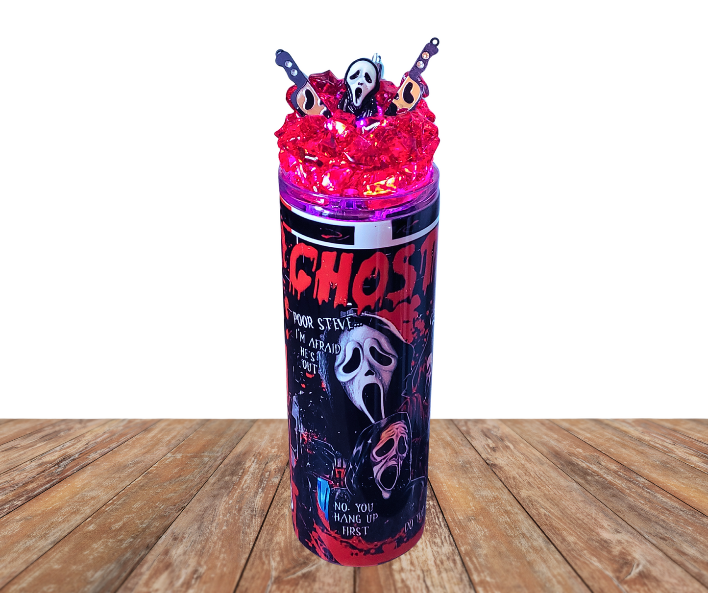20 Oz Stainless Steel Scream Ghost Face Light Up Ice Tumbler