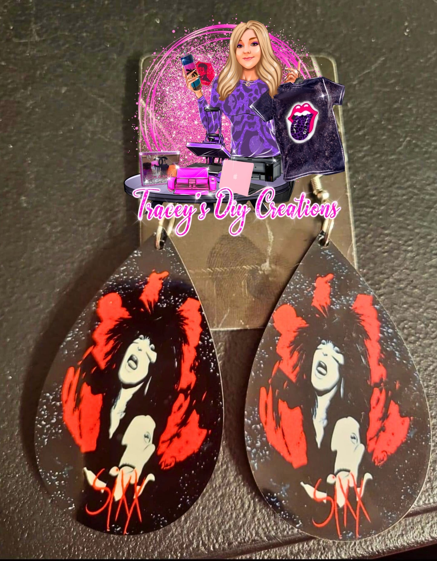 Nikki Sixx Earrings, Sixx Guitar Earrings, Nikki Earrings, Nikki Sixx Jewelry