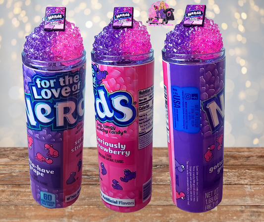 20 Oz Faux Candy Nerds Colored Ice Tumbler With Removable Magnetic Lid And Metal Straw