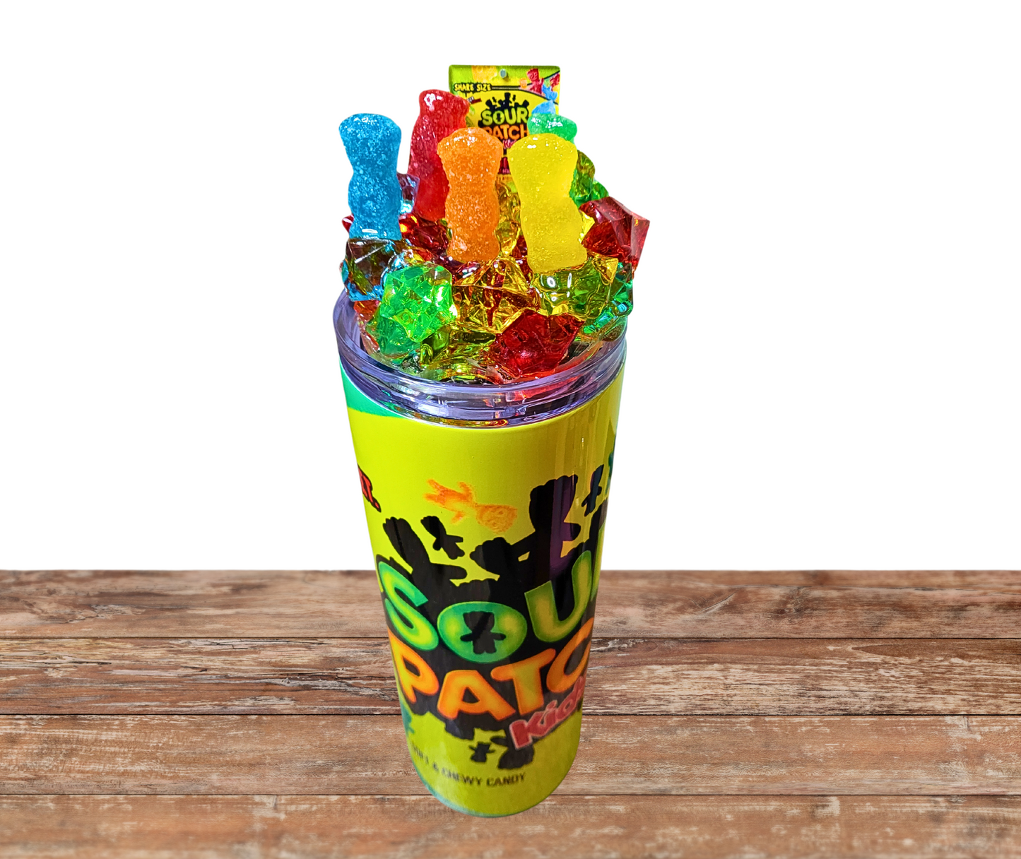 20 Oz Sour Patch Kids Colored Faux Ice Tumbler With Removable Magnetic Lid And Metal Straw