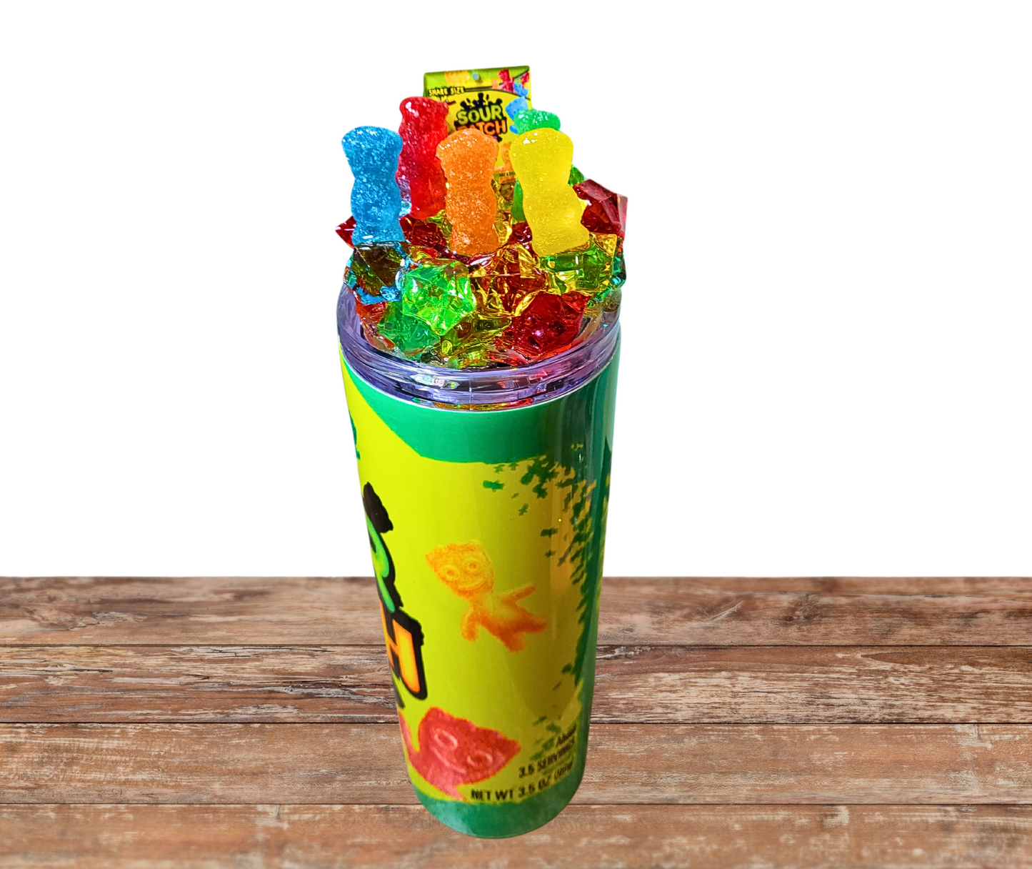 20 Oz Sour Patch Kids Colored Faux Ice Tumbler With Removable Magnetic Lid And Metal Straw