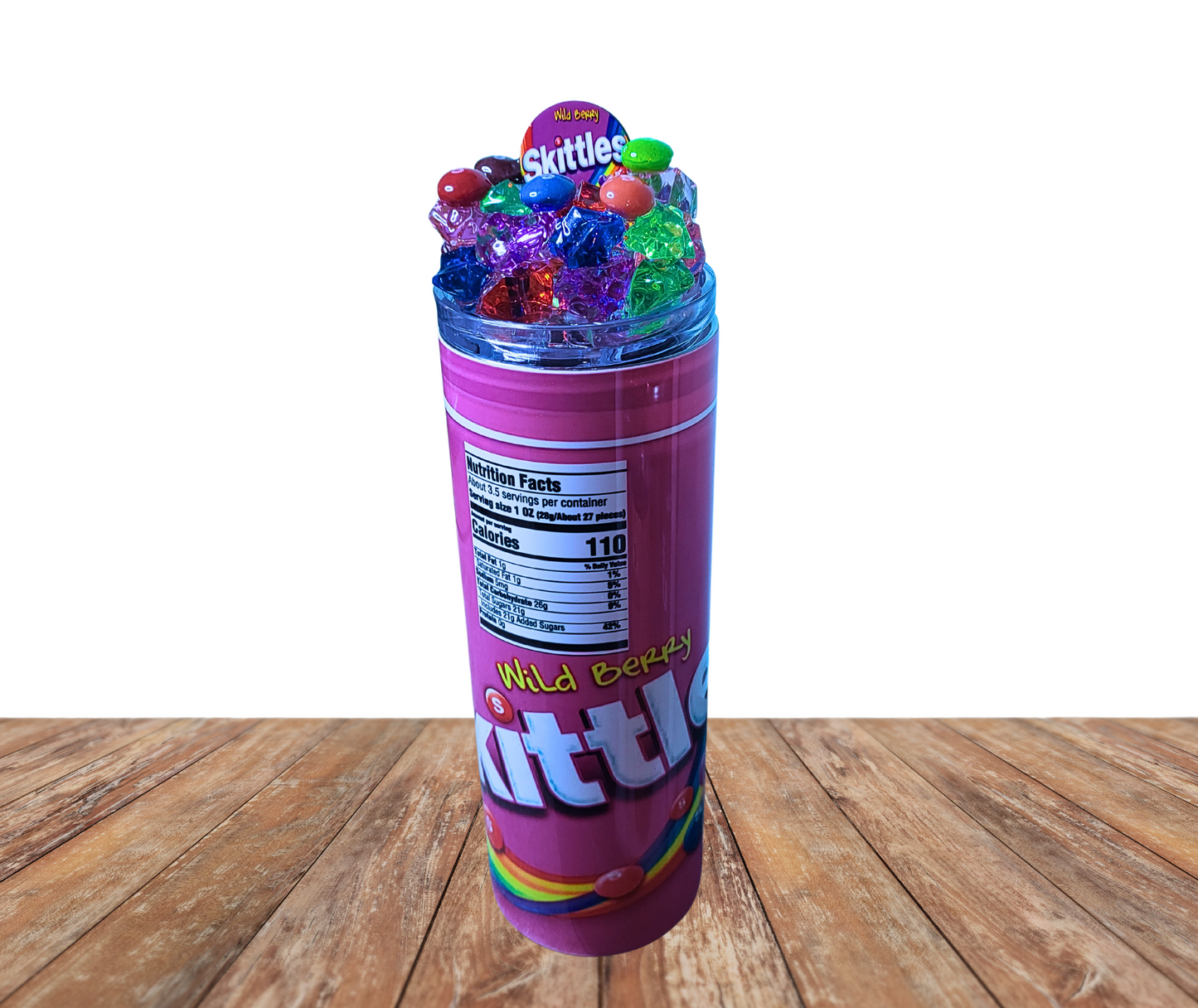 20 Oz Wildberry Purple Skittles Faux Colored Ice Tumbler With Removable Magnetic Lid