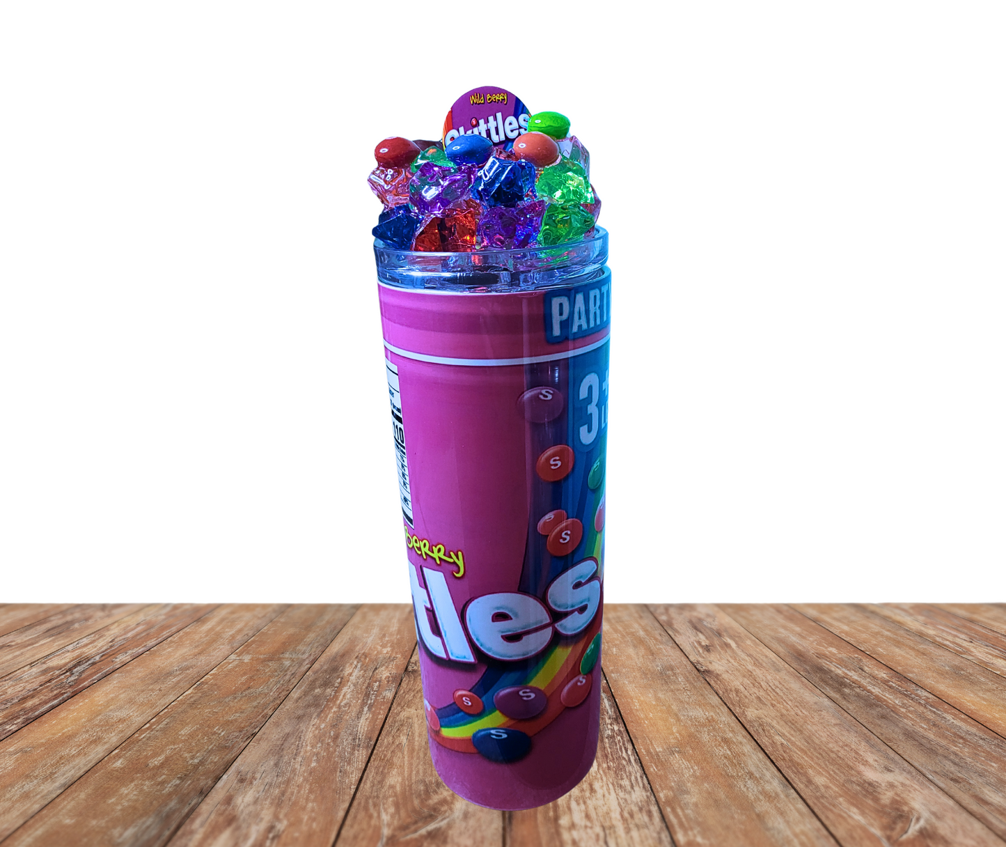 20 Oz Wildberry Purple Skittles Faux Colored Ice Tumbler With Removable Magnetic Lid