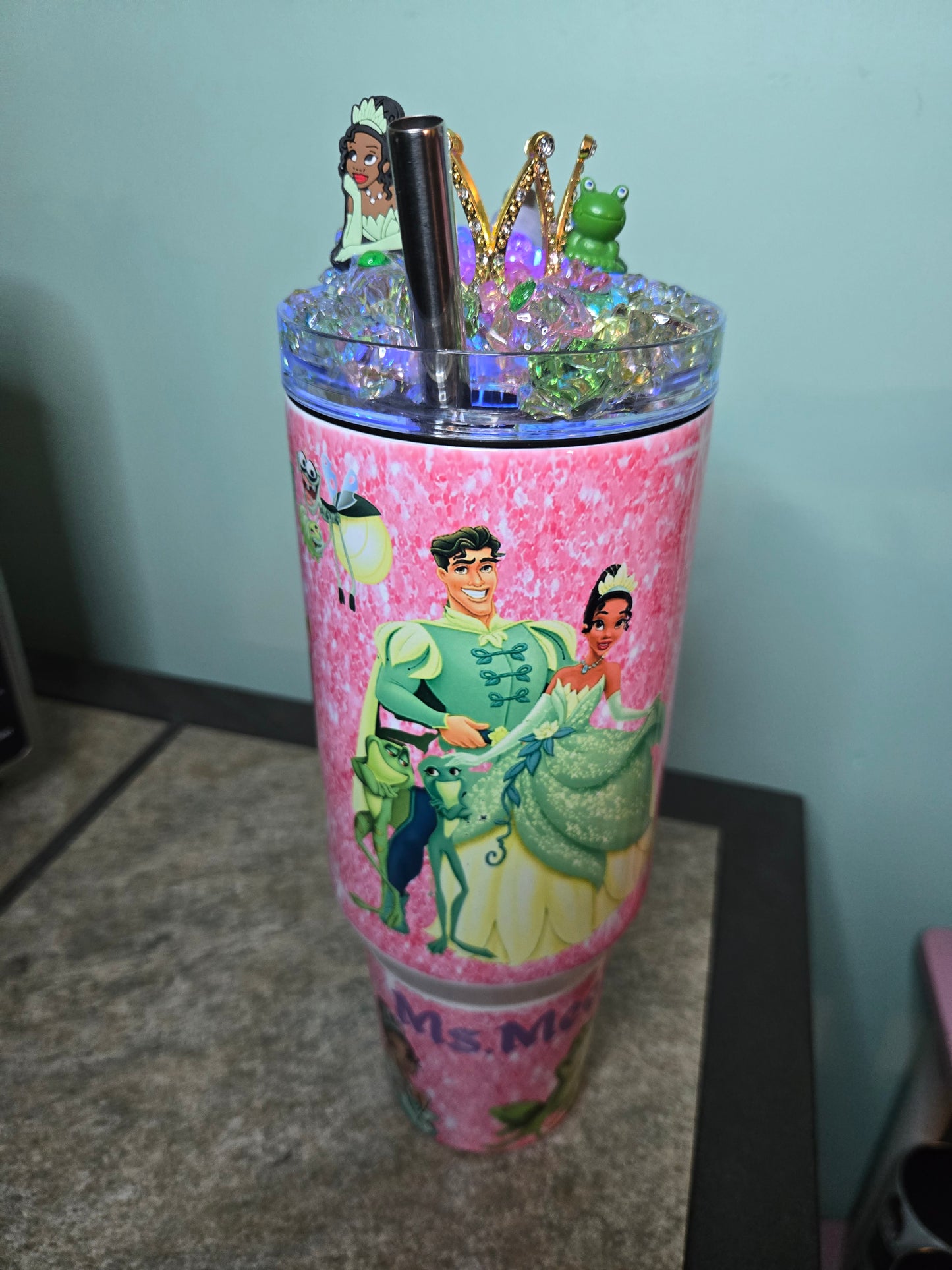40 Oz Stainless Steel Frog Princess Light Up Ice Tumbler