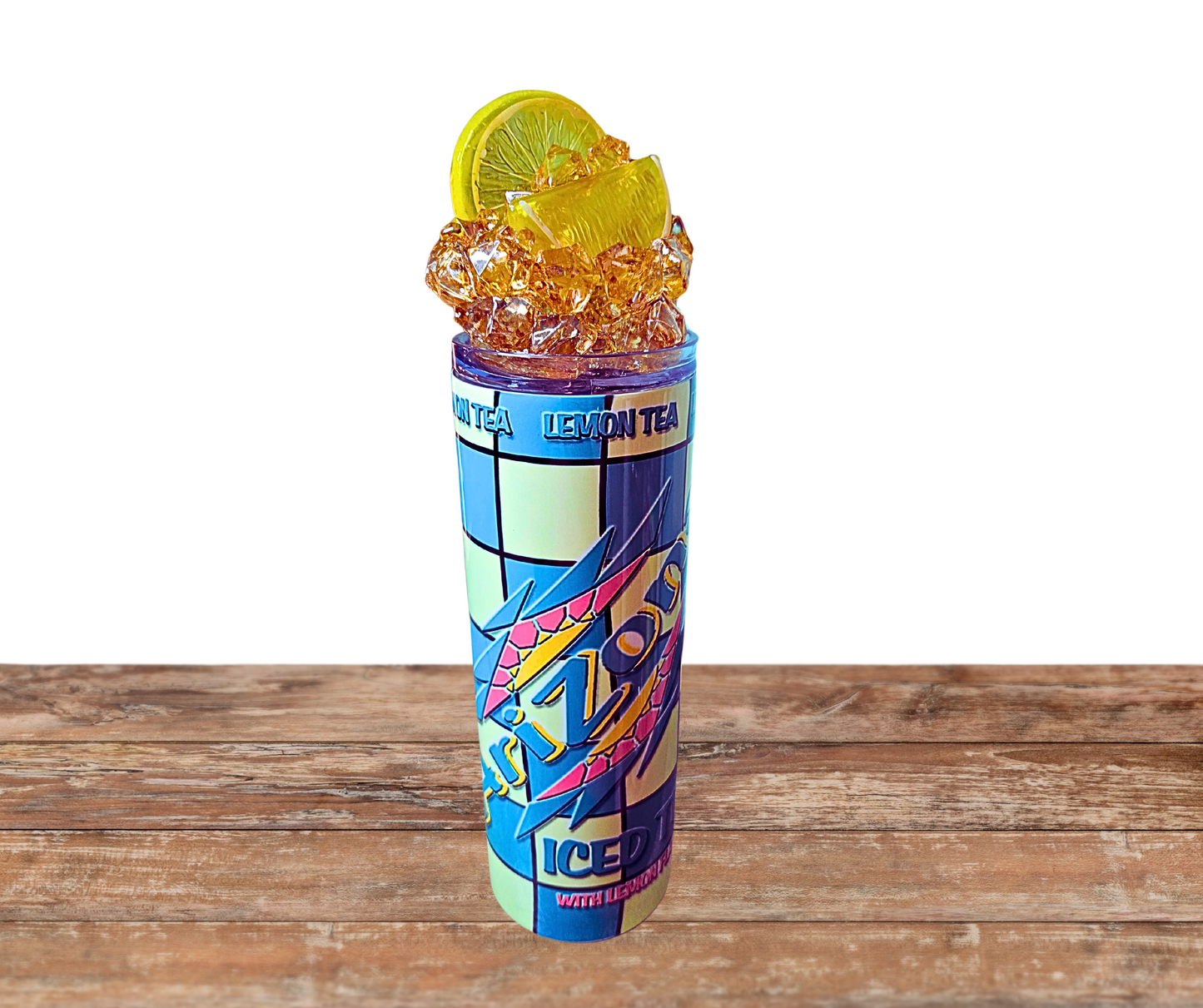 20 Oz Arizona Ice Tea Faux Ice Tumbler With Fruit and Ice And A Removable Magnetic Lid