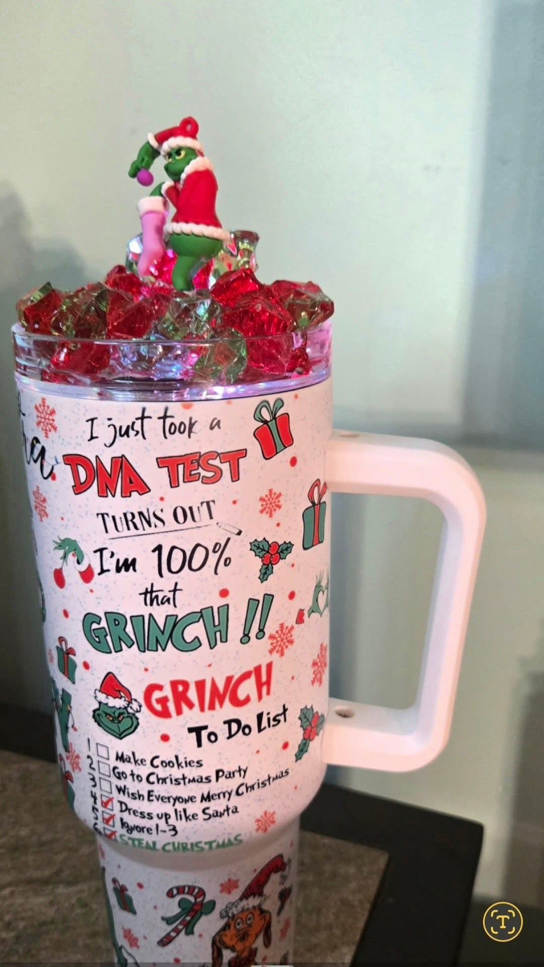 40 Oz Christmas Grinch Glow In The Dark Light Up Ice Tumbler