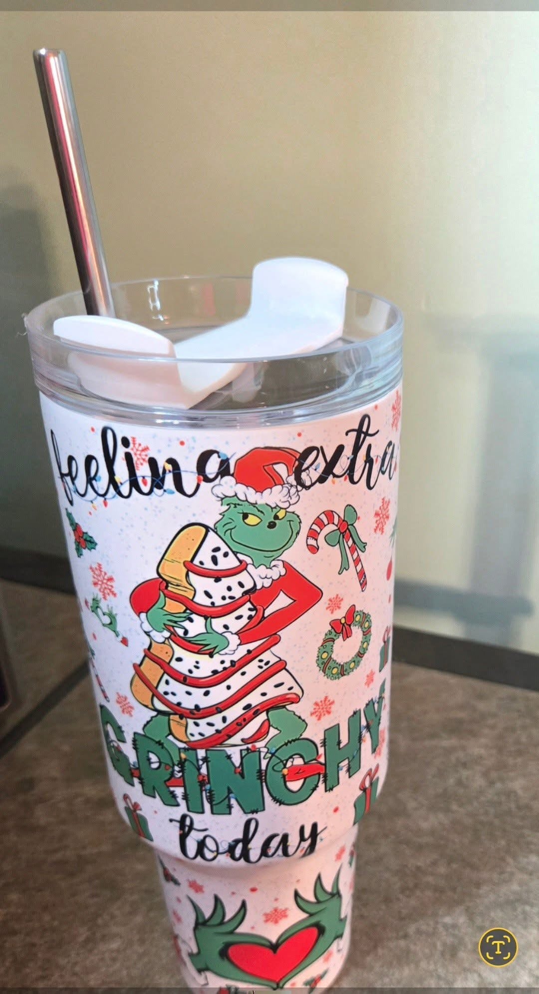 40 Oz Christmas Grinch Glow In The Dark Light Up Ice Tumbler
