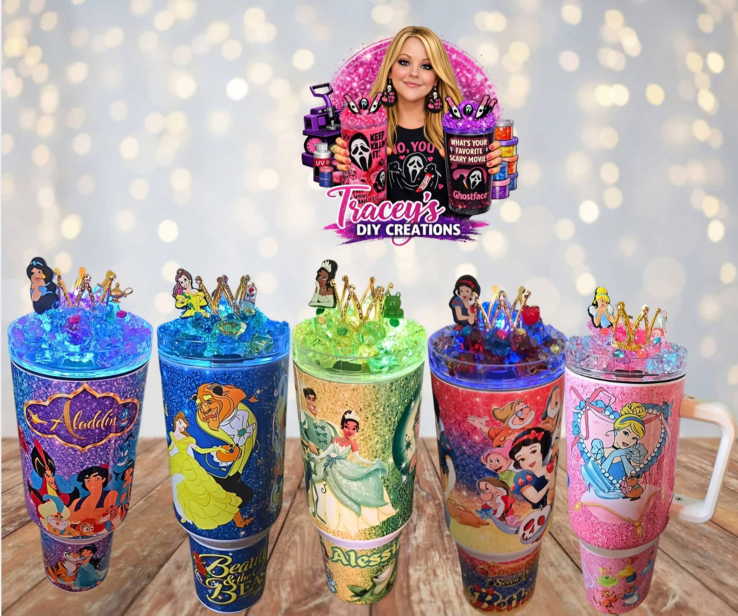 40 Oz Stainless Steel princesses Light Up Ice Tumblers
