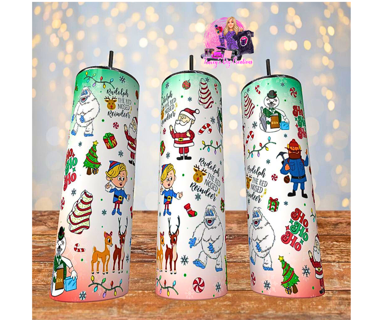 20 Oz Christmas Reindeer Sublimated Tumbler