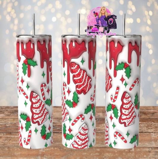 20 Oz Sublimated Tis The Season Christmas Tree Cake Tumbler