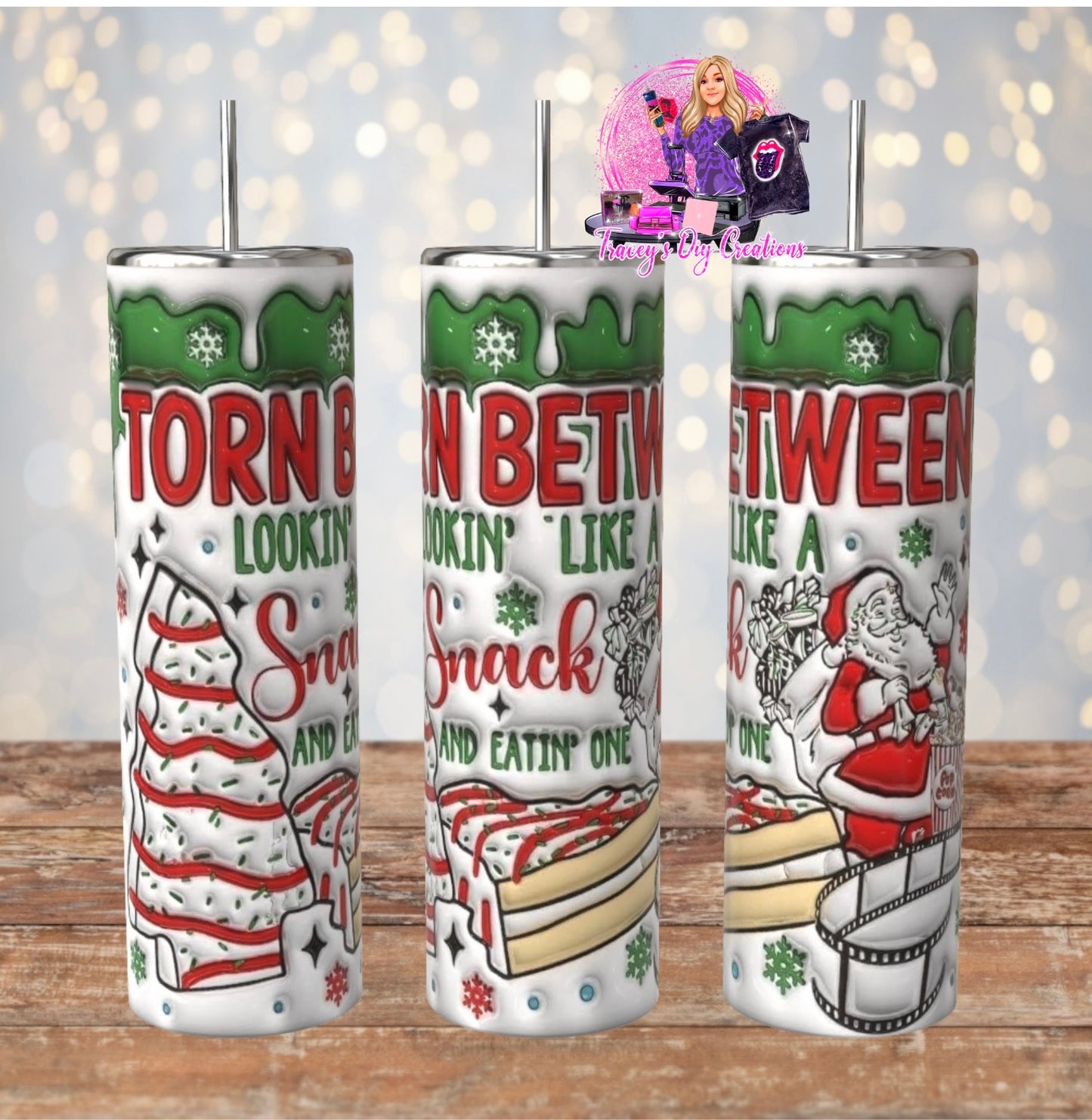 20 Oz Sublimated Tis The Season Christmas Tree Cake Tumbler