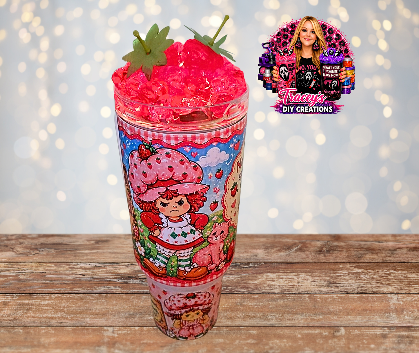 40 Oz Stainless Steel Strawberry Shortcake Funny Sarcastic Light Up Ice Tumbler