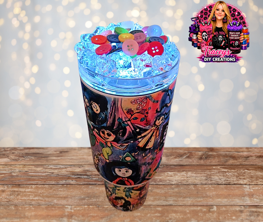 40 Oz Stainless Steel Coraline Inspired Light Up Ice Tumbler
