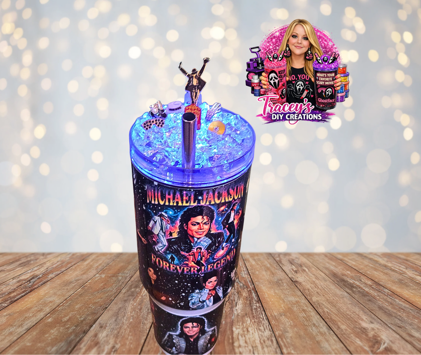 40 Oz Stainless Steel King Of Pop Michael Light Up Ice Tumbler