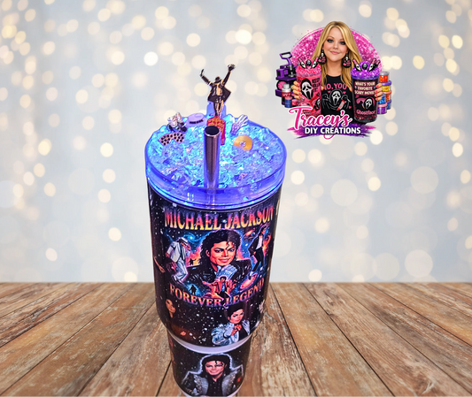 40 Oz Stainless Steel King Of Pop Michael Light Up Ice Tumbler