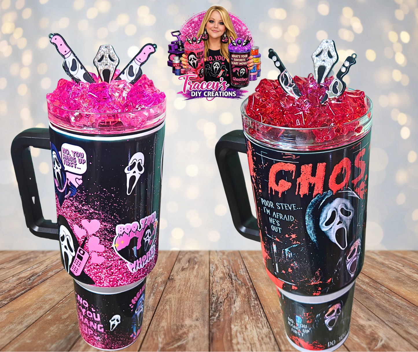 40 Oz Stainless Steel Ghostface Light Up Ice Tumbler