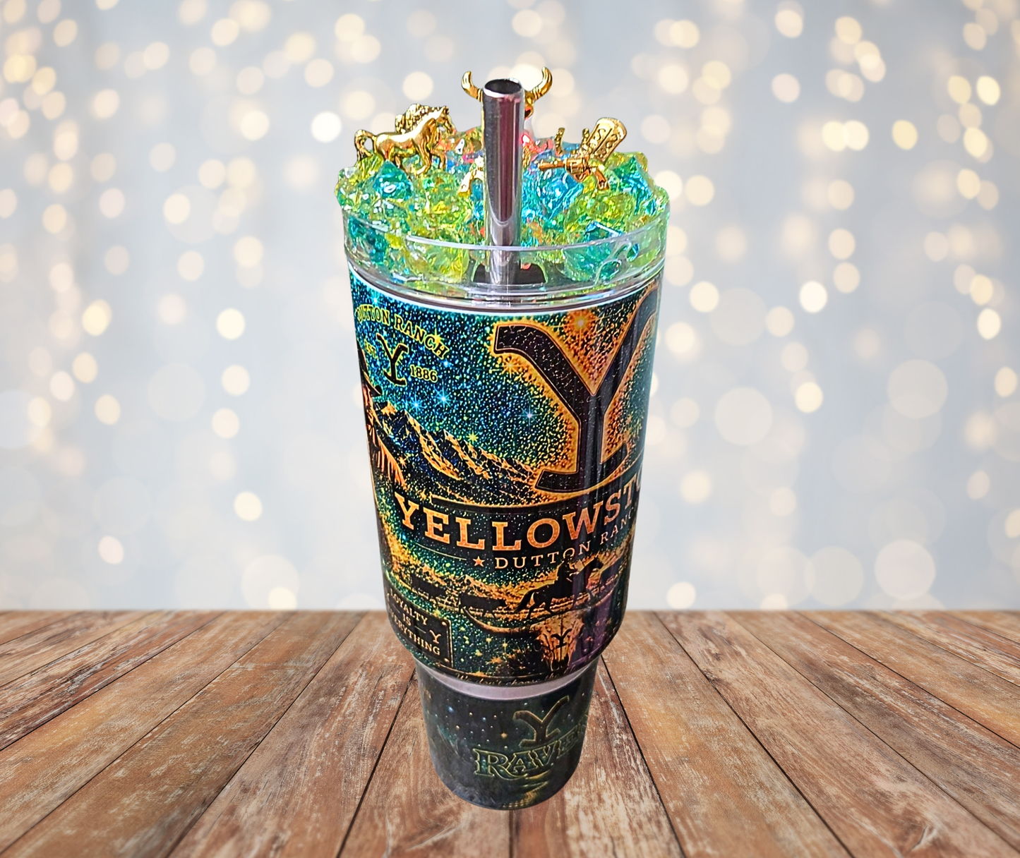 40 Oz Stainless Steel Y Stone Themed Light Up Ice Tumbler
