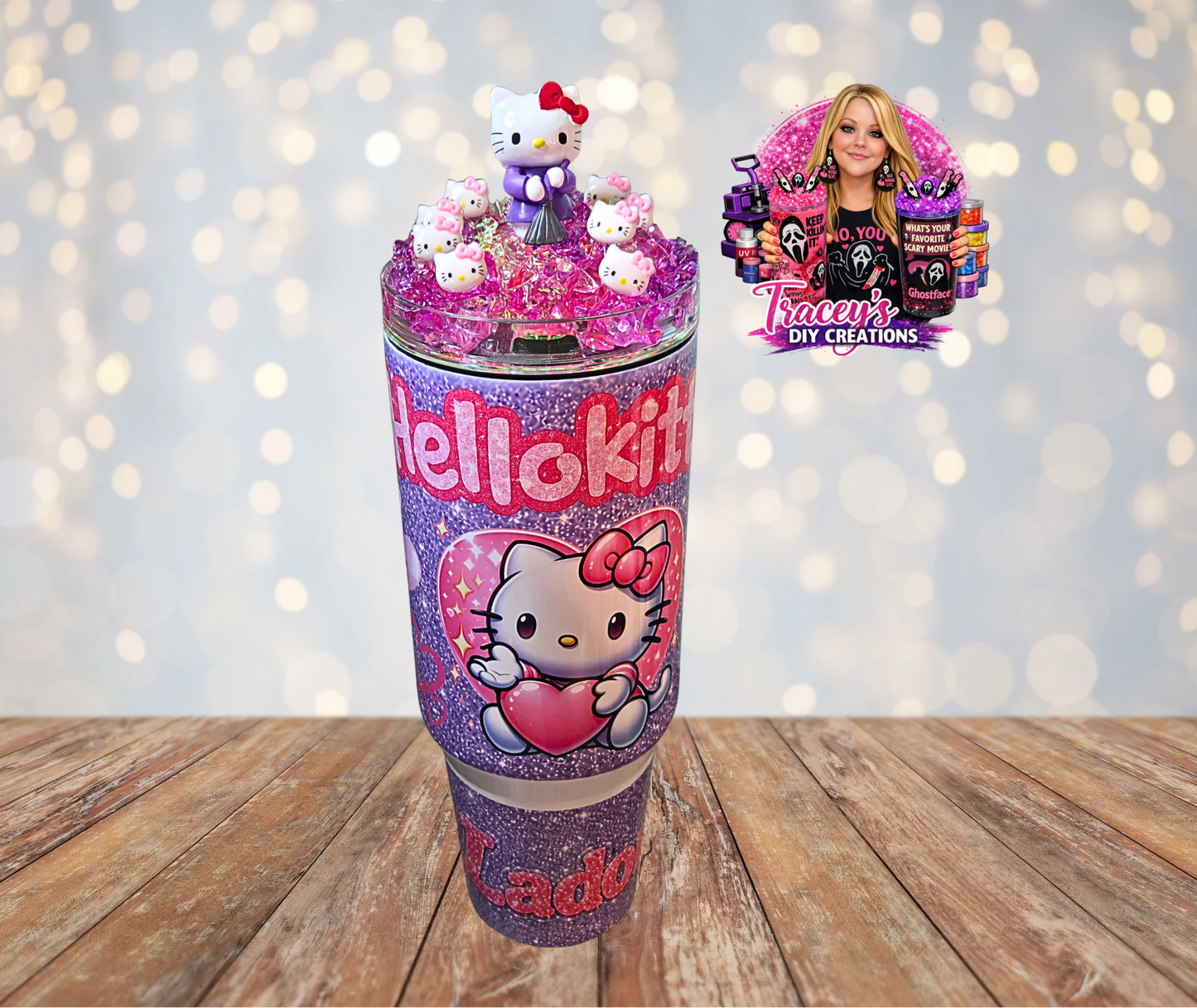 40 Oz Stainless Steel H Kitty Light Up Ice Tumbler