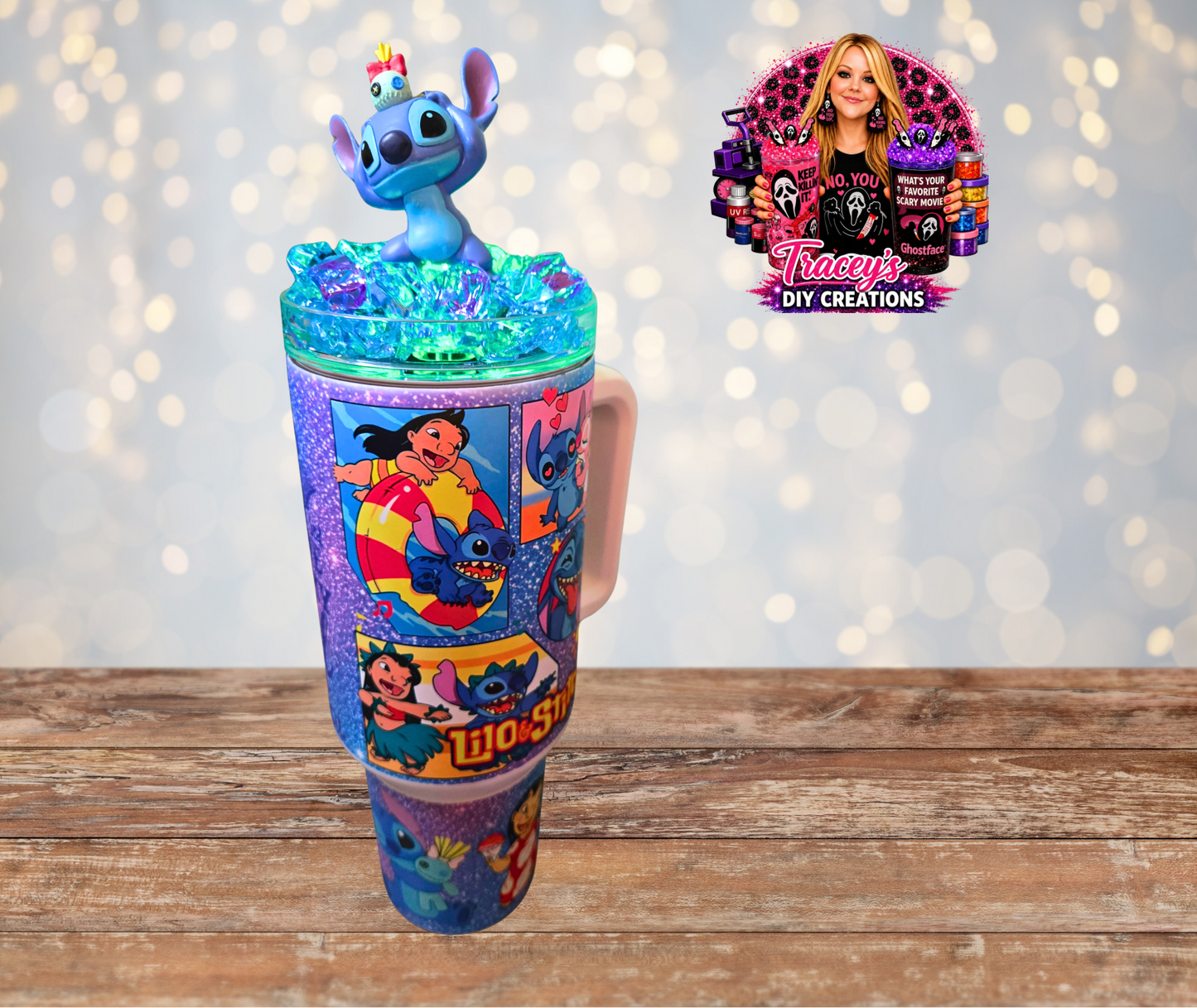 40 Oz Stainless Steel Blue Alien Glow In The Dark Light Up Tumbler