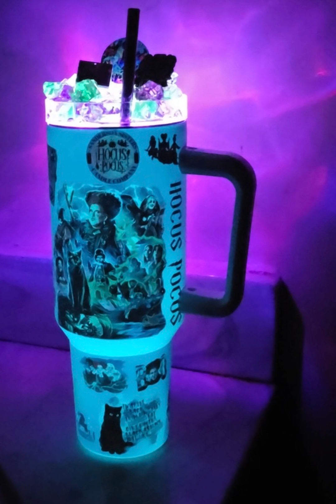 Hocus Witches 40 Oz Sublimated Glow In The Dark Light Up Ice Tumbler