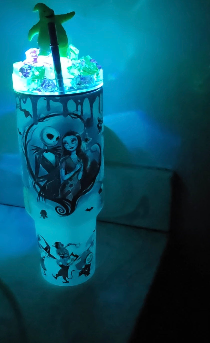 40 Oz Xmas Nightmare Glow In The Dark Light Up Ice Tumbler