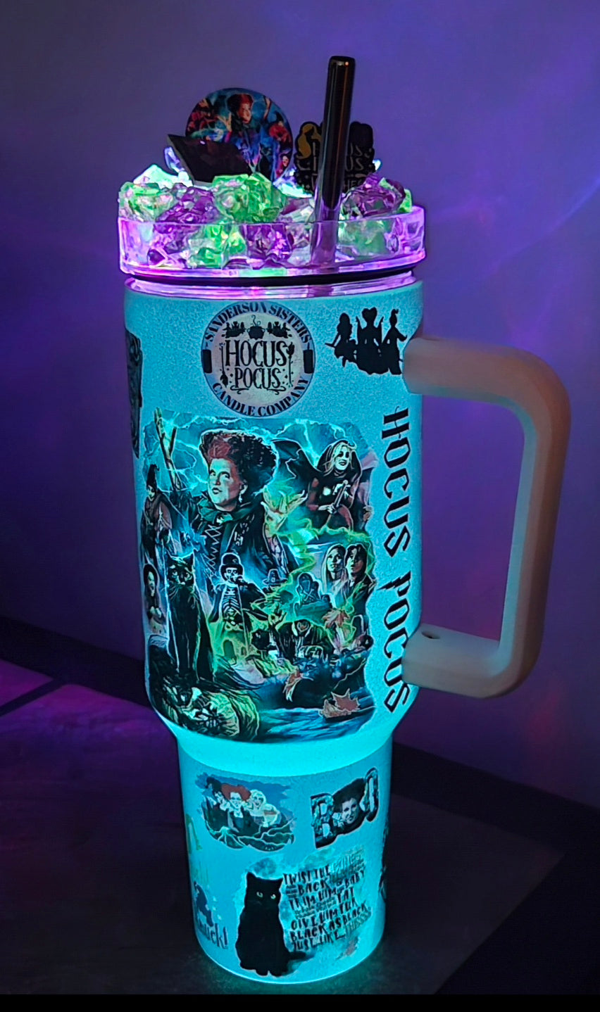 Hocus Witches 40 Oz Sublimated Glow In The Dark Light Up Ice Tumbler