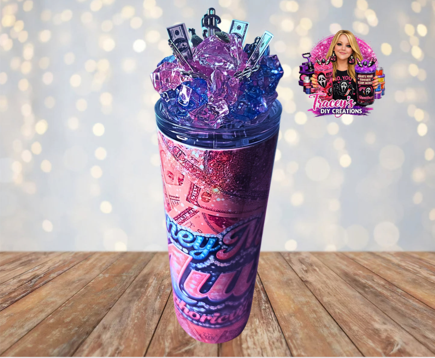 20 Oz Stainless Steel Money Making Light Up Ice Tumbler With Removable Magnetic Lid