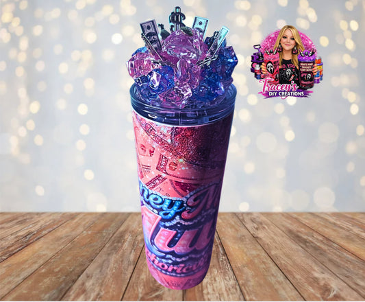 20 Oz Stainless Steel Money Making Light Up Ice Tumbler With Removable Magnetic Lid