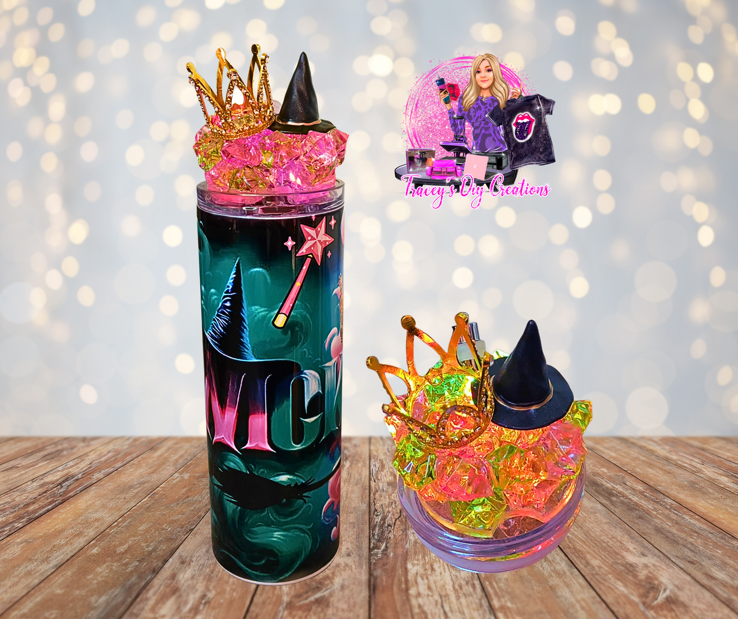 20 Oz Wicked Witch Hat And Crown Light Up Ice Tumbler With Removable Magnetic Lid