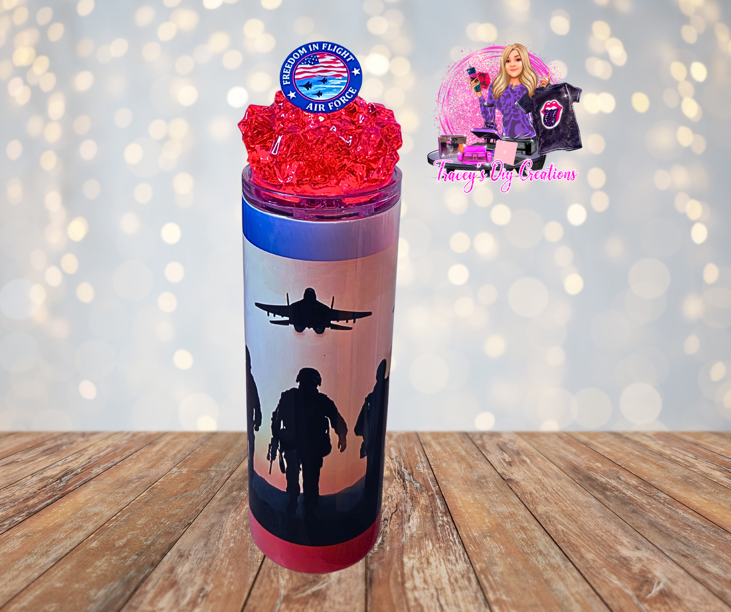 20 Oz Airforce Light Up Ice Tumbler With Removable Magnetic Lid