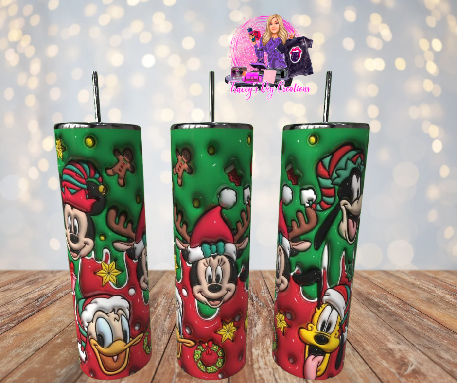 20 Oz Sublimated  Christmas Cartoon Mouse Tumbler