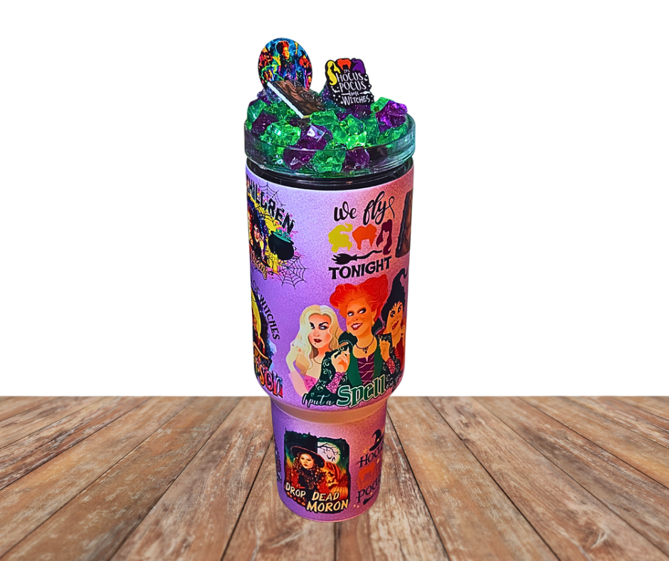 Hocus Witches 40 Oz Sublimated Glow In The Dark Light Up Ice Tumbler