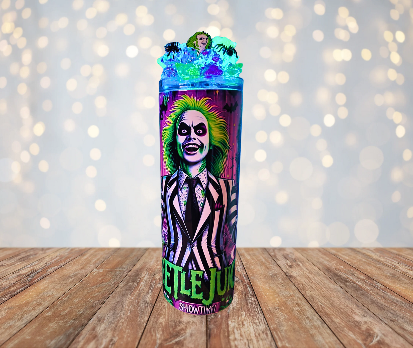 20 Oz Stainless Steel Beetlejuice Haunted House Light Up Tumbler