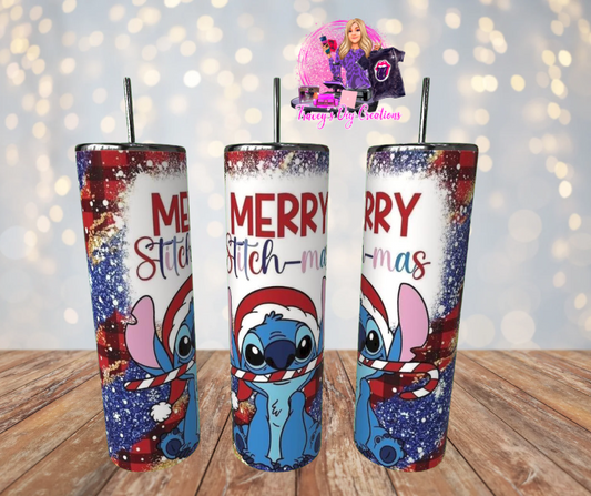 20 Oz Sublimated Christmas Blue Alien Tumbler