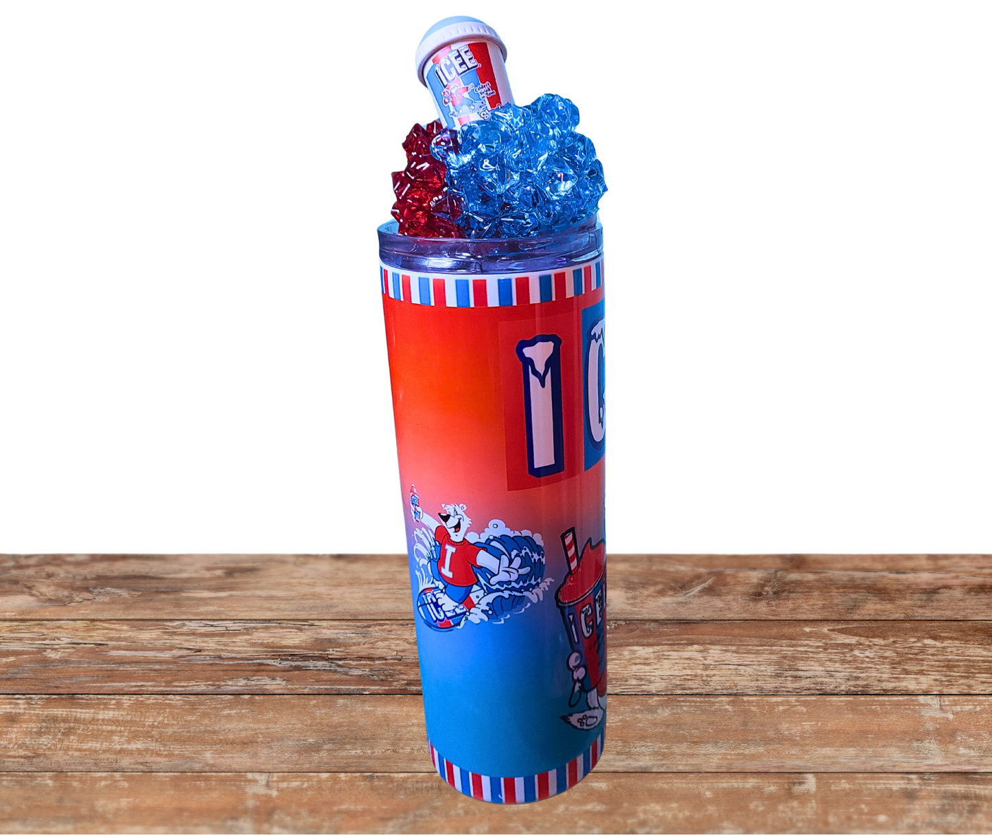 20 Oz 3D Colored Faux Ice Icee Ice Tumbler With Removable Magnetic Lid