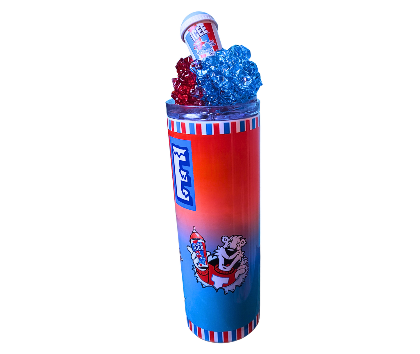 20 Oz 3D Colored Faux Ice Icee Ice Tumbler With Removable Magnetic Lid