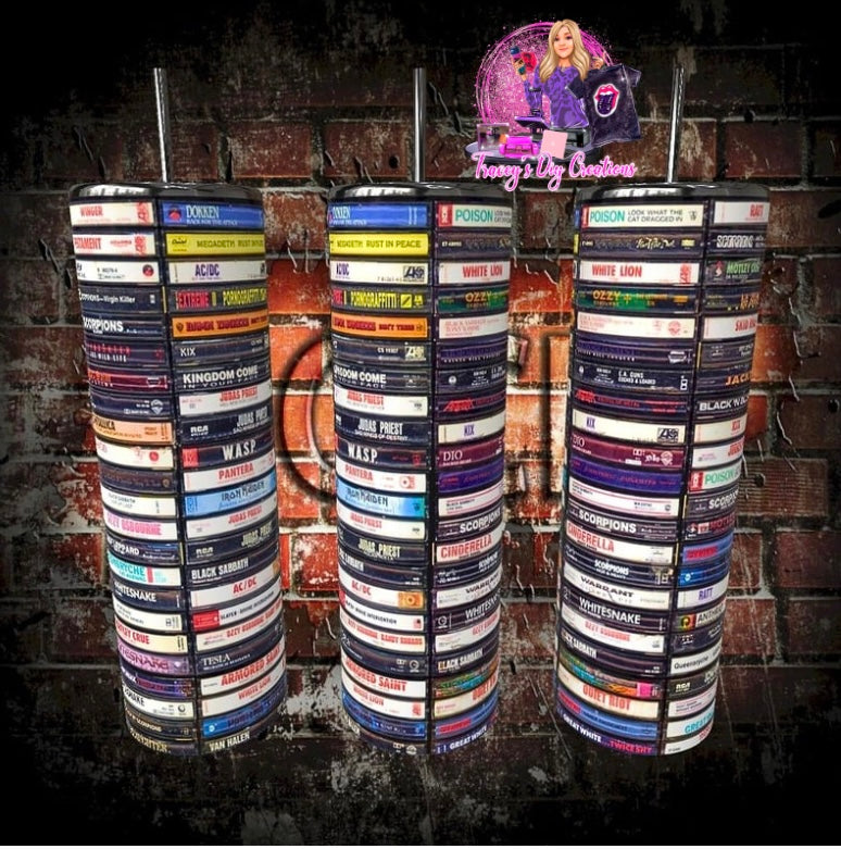 80s Hairbands Cassette Tumbler, 80s Metal Cassette Drinkware, 20 oz 80s Cassette, 80s Hairbands Gifts