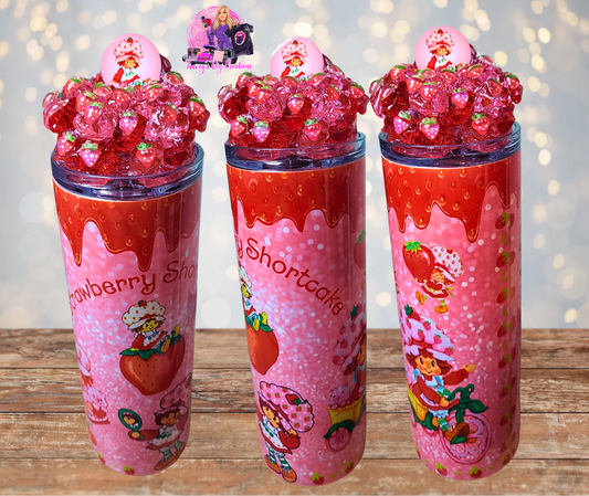 20 Oz Strawberry Shortcake Ice Tumbler With Removable Magnetic Lid