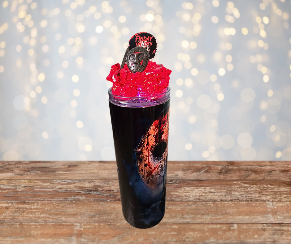 20 Oz Jason Friday The 13th Light Up Ice Tumbler With Removable Magnetic Lid