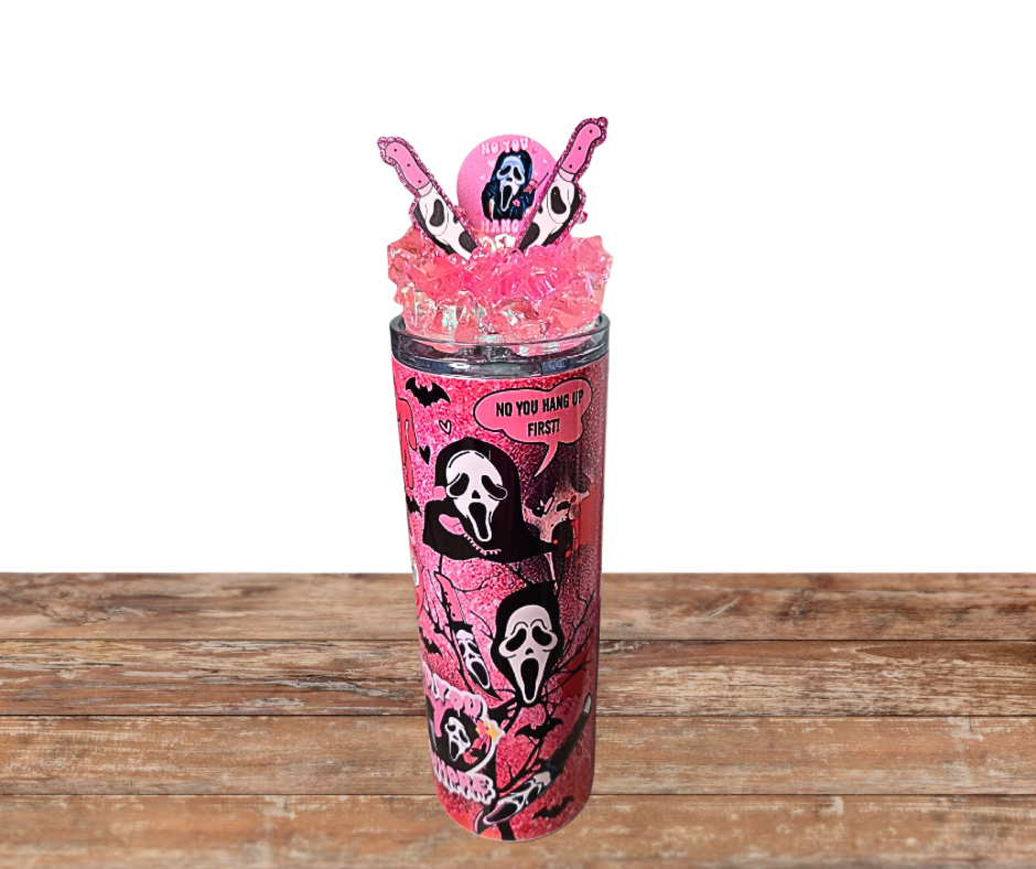20 Oz Stainless Steel Pink Ghostface Light Up Tumbler With Removable  Magnetic  Lid