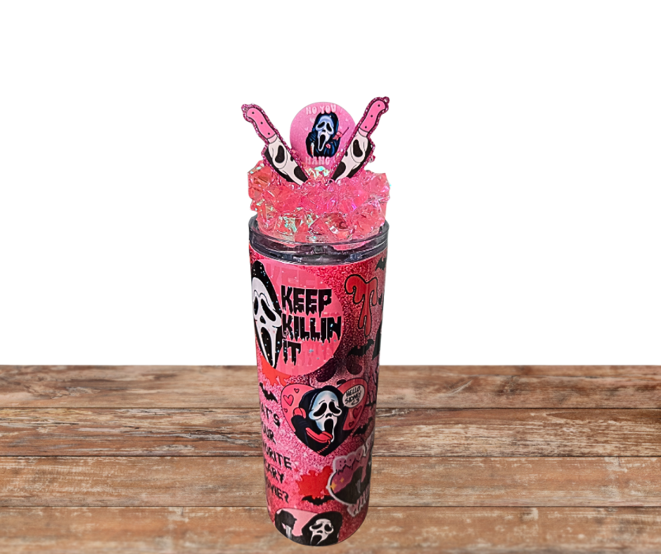 20 Oz Stainless Steel Pink Ghostface Light Up Tumbler With Removable  Magnetic  Lid