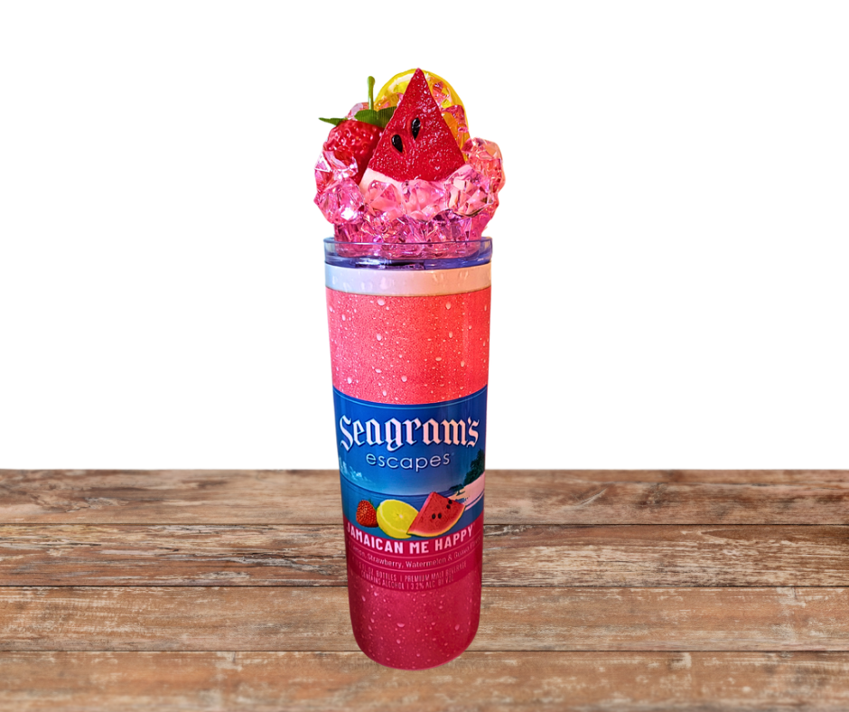 20 Oz Assorted Seagrams Escapes Jamaican Me Happy Faux Colored Ice Tumblers With Removable Magnetic Lid