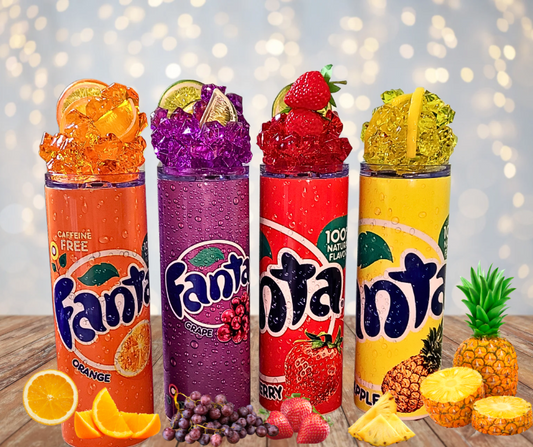 20 Oz Orange Fanta Assorted Flavors Faux Colored Ice Tumblers With Removable Magnetic Lid