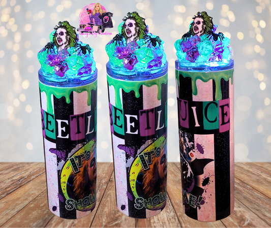 20 Oz Stainless Steel Beetlejuice It’s Showtime Light Up Ice Tumbler