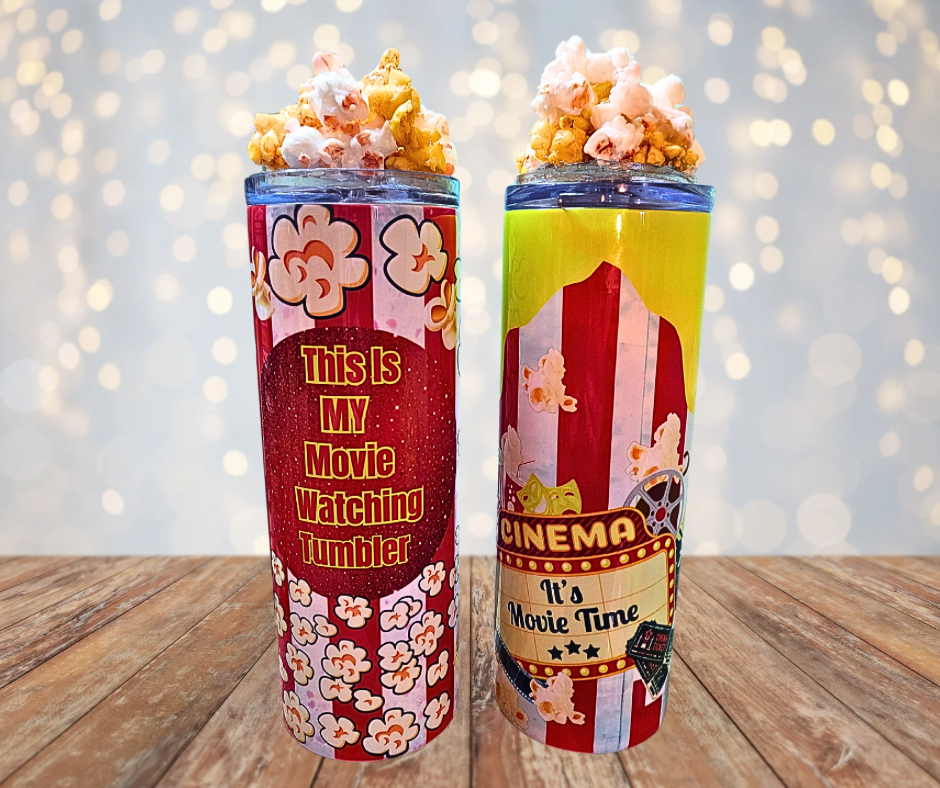 20 Oz Popcorn 3D Movie Lovers Ice Tumblers With Removable Magnetic Lid