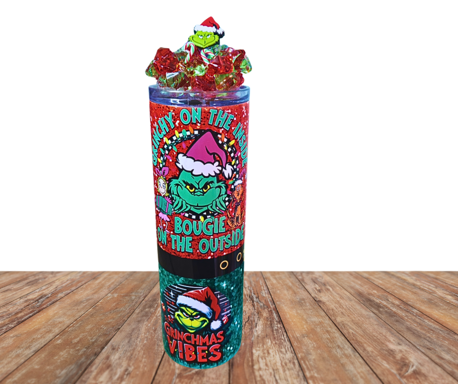 20 Oz 100% Greeny Meenie Christmas Light Up Ice Tumbler With Removable Magnetic Lid