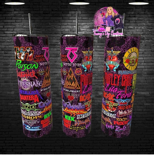20 Oz 80s Hairbands Tumbler, Glam Metal Cup, Hard Rock Music Merchandise
