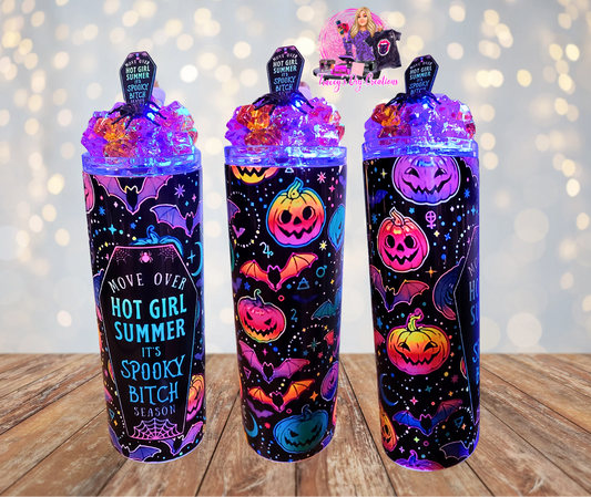 20 Oz Stainless Steel Hot Girl Summer Spooky Pumpkins Light Up Tumbler